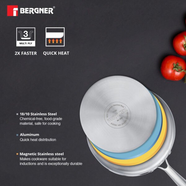 Bergner Triply Stainless Steel Saucepan 16cm BG 1301 - Image 4