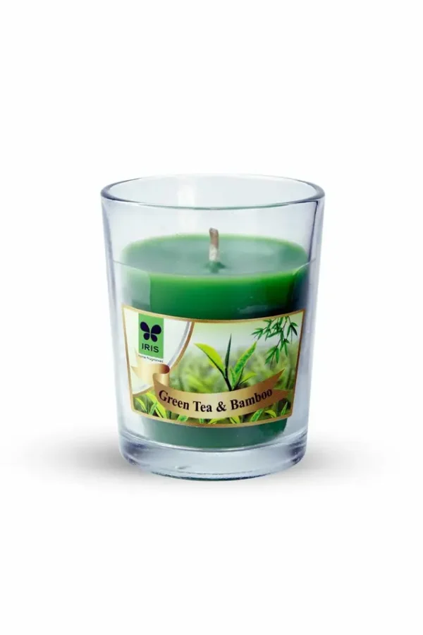 Iris Shot Glass Green Tea & Bamboo Candle 40Gm - Image 3