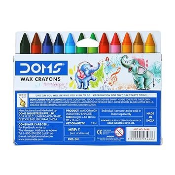 Doms Jumbo Wax Crayons 12 Shades | Vividha Novelties