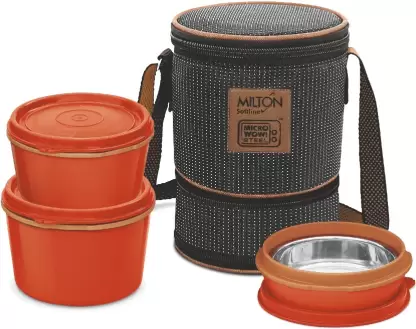 Milton Flexi Tiffin 2+1 Insulated Tiffin-Orange | Vividha Novelties